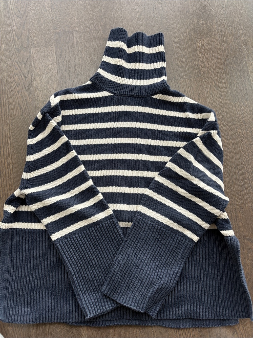 GAP Navy and White Striped cotton Turtleneck XS